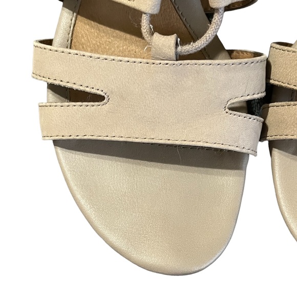 Taupe Suede Lace Up Leather Sandals - Picture 9 of 12